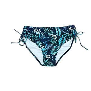 Tropical Print Women's Side Ruched Swim Bottoms, Size L, NWOT